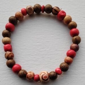 Natural Beaded Bracelet - Red and Brown